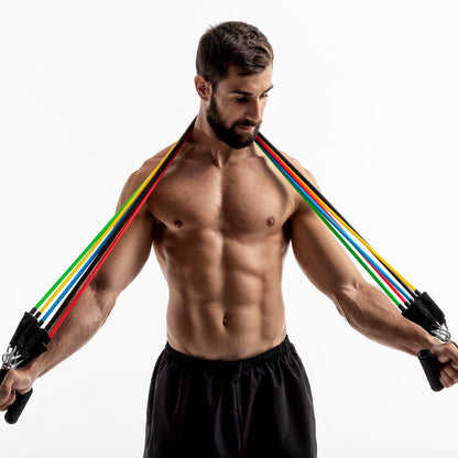 Set of Resistance Bands with Accessories and Exercise Guide