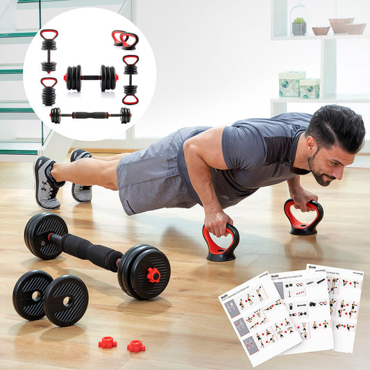 6-in-1 Set of Adjustable Weights with Exercise Guide