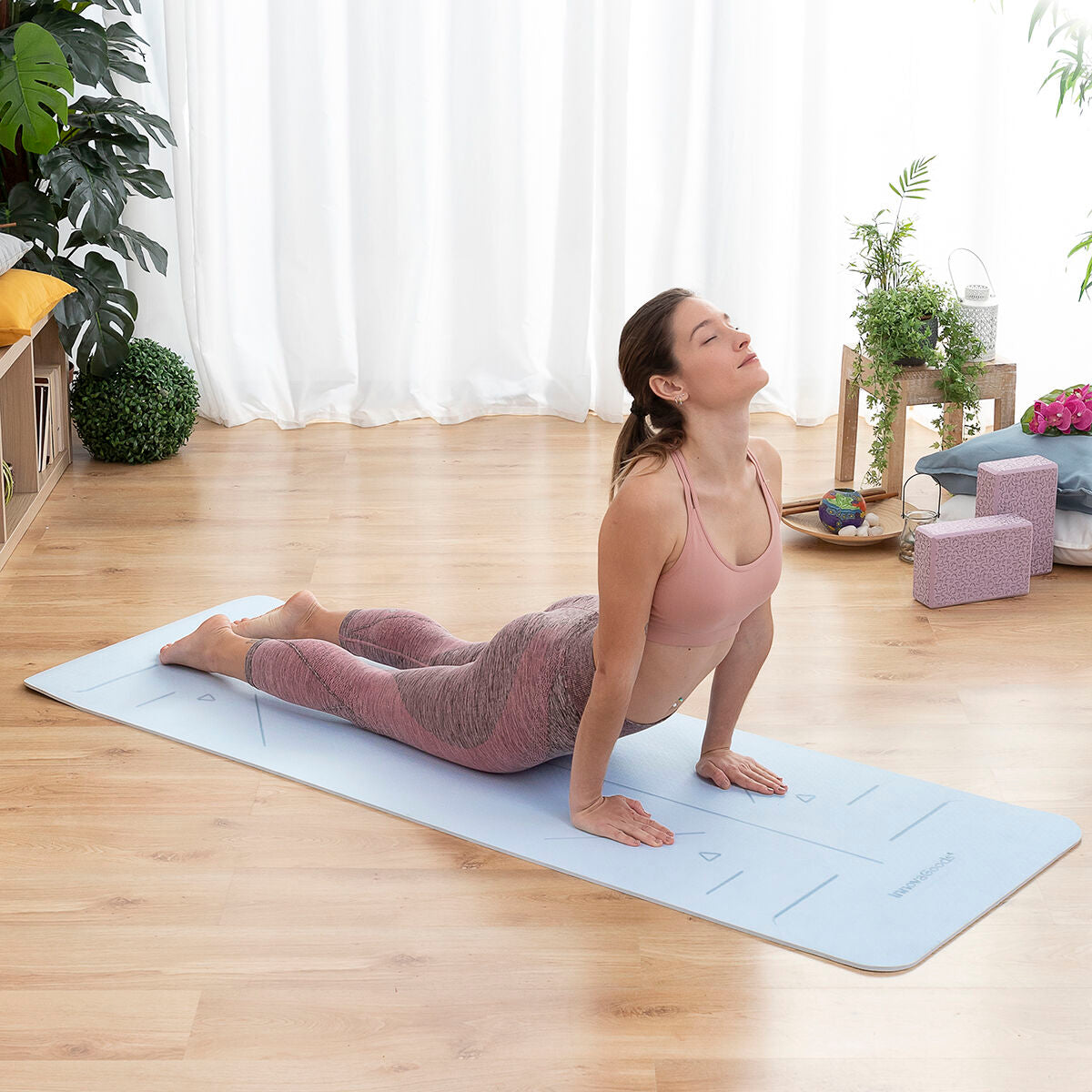 Non-slip Yoga Mat with Position Lines and Exercise Guide